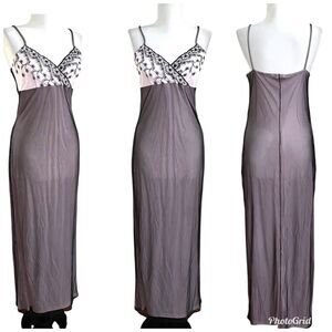 Monster Girl Y2K Babydoll Embroidered Maxi Dress M Pink Black Sheer Fairy grunge